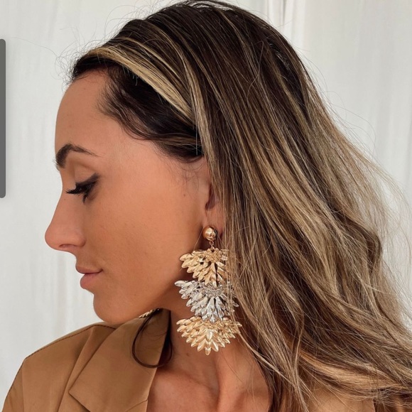 Canopy Gold and Silver Floral Earrings - Picture 2 of 2